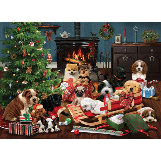 Puzzle Cobble Hill Cachorrinhos de Natal 1000 peças