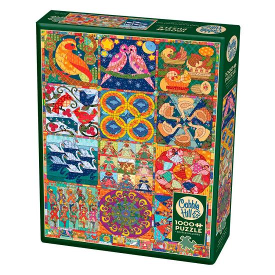 Puzzle Cobble Hill Quilt 12 Dias de Natal 1000 Peças Puzzle Cobble Hill Quilt 12 Dias de Natal 1000 Peças