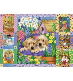 Puzzle Cobble Hill Colcha de Cachorros e Buquês 1000 Peças