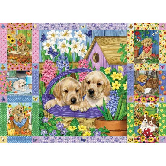 Puzzle Cobble Hill Colcha de Cachorros e Buquês 1000 Peças Puzzle Cobble Hill Colcha de Cachorros e Buquês 1000 Peças