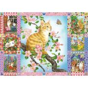 Puzzle Cobble Hill Colcha Gatinhos e Flores de 1000 Peças