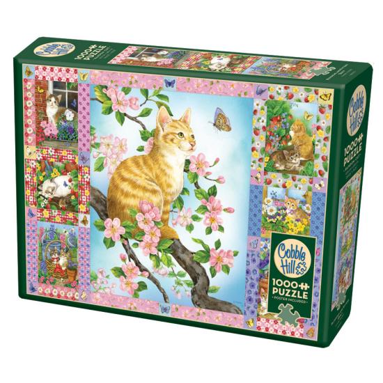 Puzzle Cobble Hill Colcha Gatinhos e Flores de 1000 Peças Puzzle Cobble Hill Colcha Gatinhos e Flores de 1000 Peças