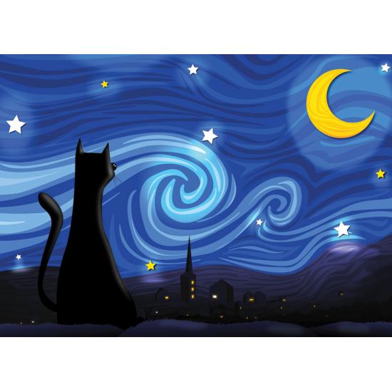 Puzzle Cobble Hill O Gato na Noite Estrelada XXL 500 Pc