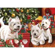 Puzzle Cobble Hill Scotties sob a Árvore de Natal 1000 peças