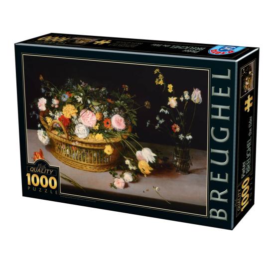 Puzzle D-Toys Flores  em uma Cesta de Madeira de 1000 peça Puzzle D-Toys Flores  em uma Cesta de Madeira de 1000 peça