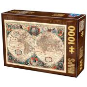 Puzzle de 1000 peças com mapa do mundo vintage D-Toys
