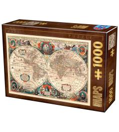 Puzzle de 1000 peças com mapa do mundo vintage D-Toys