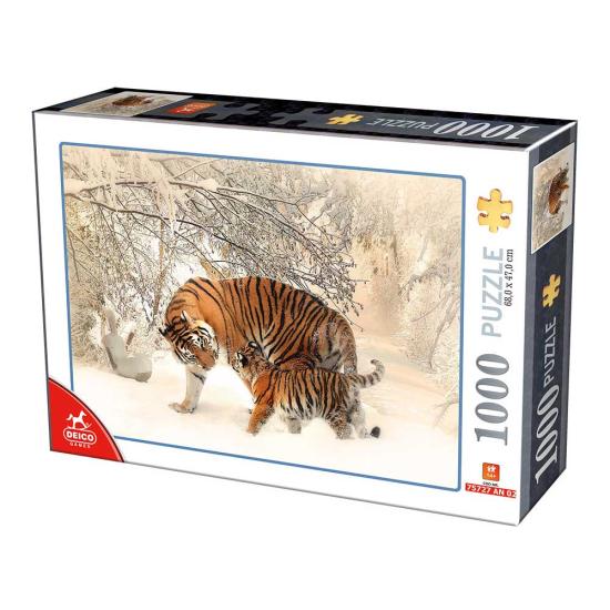 Puzzle Deico Tigres na Neve 1000 Peças