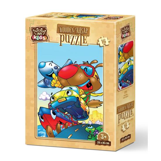 Puzzle de Madeira Art Puzzle O Cão Rápido 16 Peças