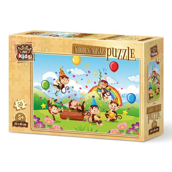 Puzzle de Madeira Art Puzzle Macaco Festa 50 pçs Puzzle de Madeira Art Puzzle Macaco Festa 50 pçs