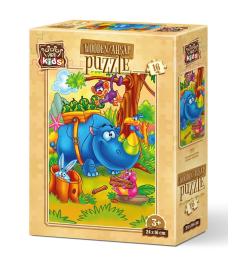 Puzzle de Madeira Art Puzzle Rinoceronte Trabalhador 16 peças