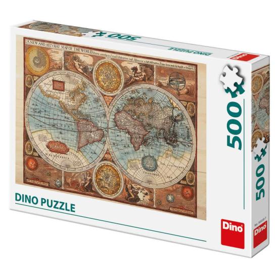 Puzzle Dino de mapa do mundo antigo de 500 peças