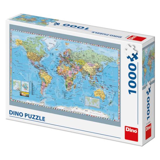 Puzzle Dino de mapa do mundo político de 1.000 peças