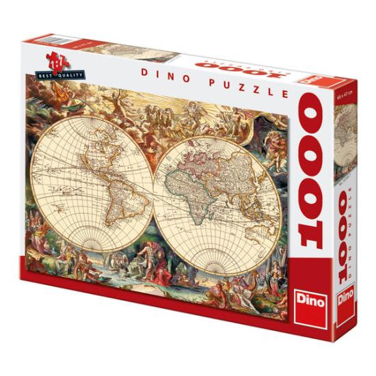 Puzzle Dino mapa-múndi antigo de 1.000 peças Puzzle Dino mapa-múndi antigo de 1.000 peças