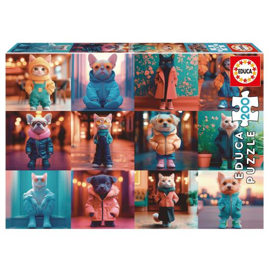 Puzzle Educa Animais da Moda 200 peças
