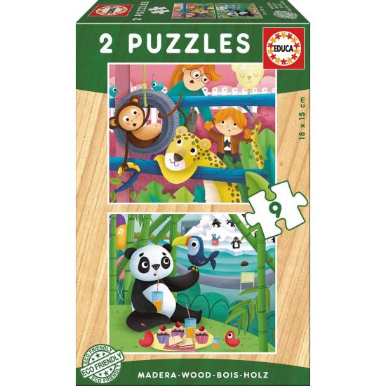 Puzzle Educa Zoo Animals 2 x 9 peças de madeira