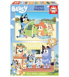 Puzzle Educa Bluey de 2 x 50 peças madeira