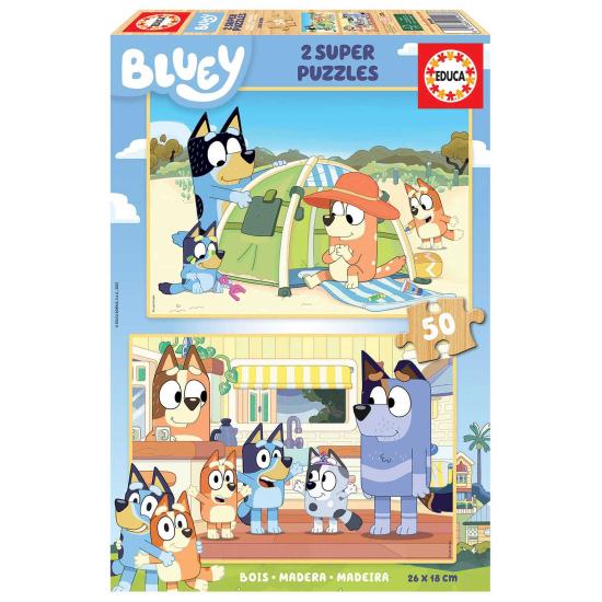 Puzzle Educa Bluey de 2 x 50 peças madeira