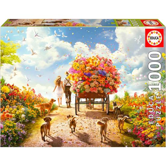 Puzzle Educa Carrinho de Flores de 1000 Peças