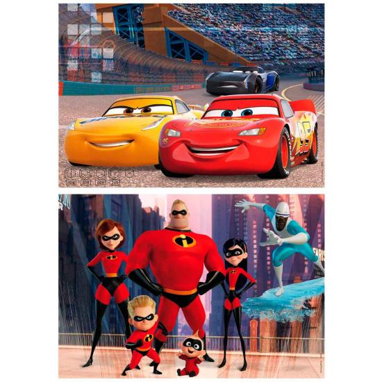 Puzzle Educa Carros + Os Incríveis 2 x 50 Pçs Madeira Puzzle Educa Carros + Os Incríveis 2 x 50 Pçs Madeira