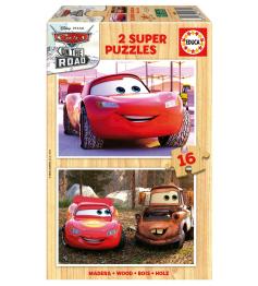 Puzzle Educa Carros On The Road de 2 x 16 Peças Madeira