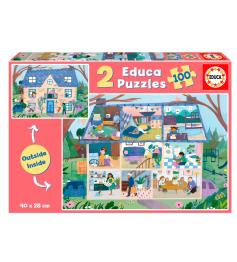 Puzzle Educa Lar Inside-Out 2 x 100 Peças