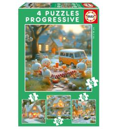 Educa Puzzle Cidade dos Coelhinhos Progressistas 12+16+20+25 Peç