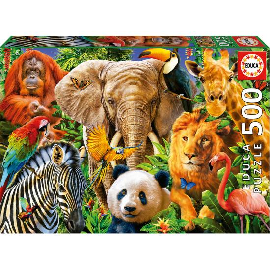 Puzzle Educa Colagem de Animais Selvagens de 500 Peças