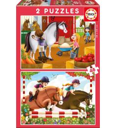 Puzzle Educa cuidar de cavalos 2 x 48 peças