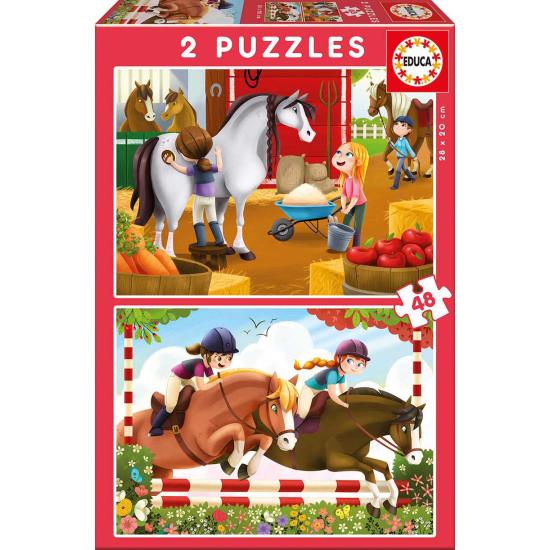 Puzzle Educa cuidar de cavalos 2 x 48 peças