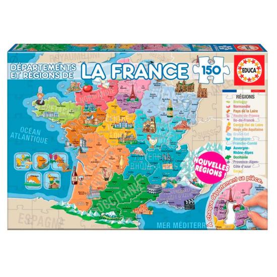 Puzzle Educa Departamentos de França de 150 Peças