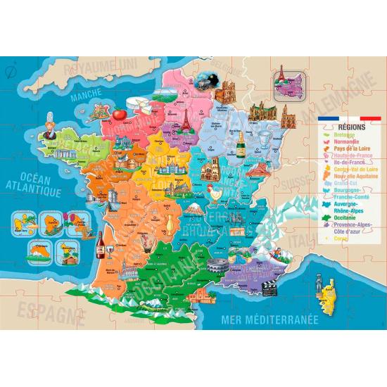 Puzzle Educa Departamentos de França de 150 Peças