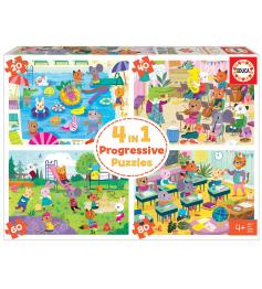 Puzzle Educa Day at School Multi Progressivo 20+40+60+80 pcs