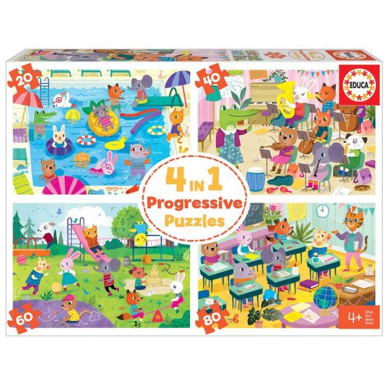 Puzzle Educa Day at School Multi Progressivo 20+40+60+80 pcs