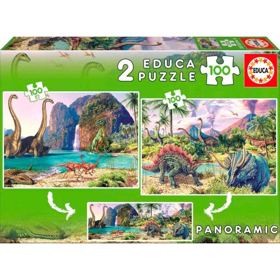 Puzzle Educa Dino World 2 x 100 peças