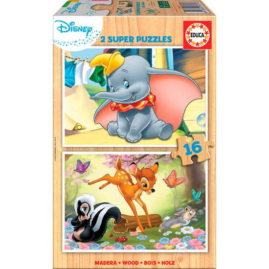 Puzzle Educa Disney Animals 2 x 16 peças de madeira
