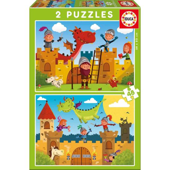Educa Dragons and Knights Puzzle 2 x 48 peças Educa Dragons and Knights Puzzle 2 x 48 peças