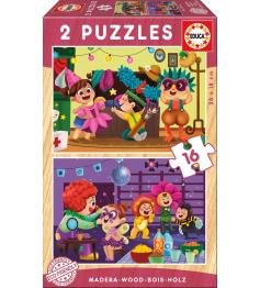 Festa a fantasia de Puzzle Educa 2 x 16 peças de madeira