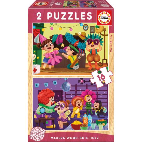 Festa a fantasia de Puzzle Educa 2 x 16 peças de madeira