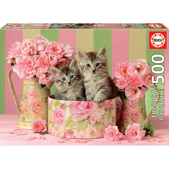 Puzzle educa gatinhos com rosas 500 peças