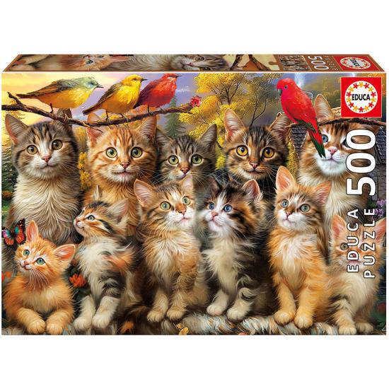 Puzzle Educa Gatinhos e Pássaros, 500 Peças
