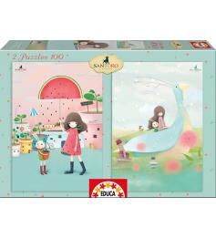 Puzzle Educa A Chuva e o Barco 2 x 100 Peças