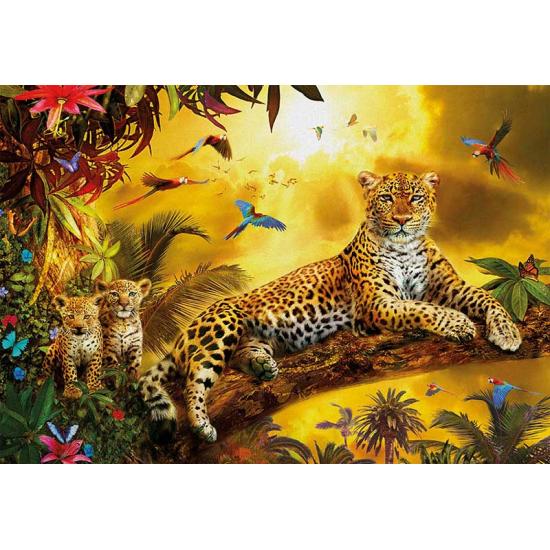 Puzzle Educa Leopard com seus filhotes de 500 peças