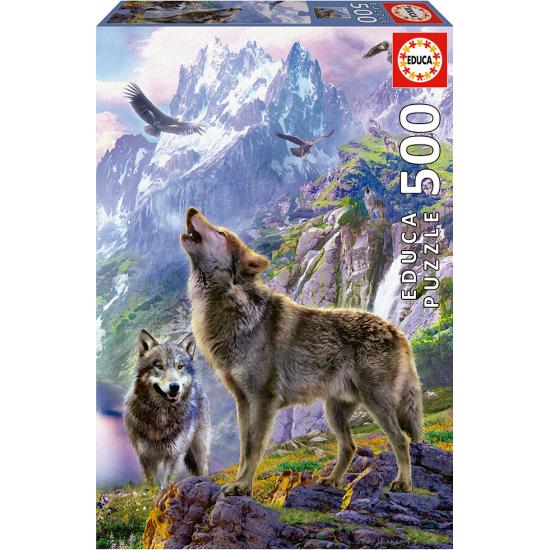 Puzzle Educa Lobos Nas Pedras 500 Peças