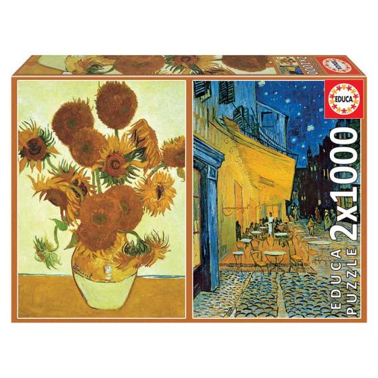 Puzzle Educa Girassóis e Terraço à Noite, VVGogh 2x1000