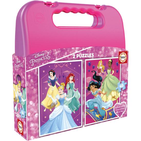 Puzzle Educa Mala Princesas Disney 2 x 48 Peças