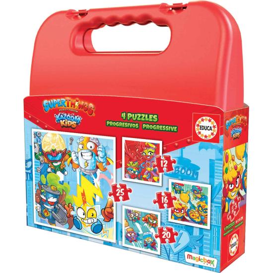 Puzzle Educa Suitcase Progressives Superthings 12-16-20-25