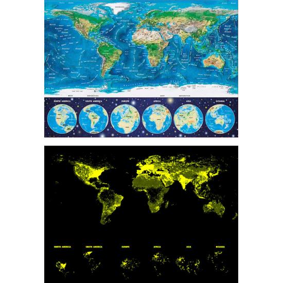 Puzzle Educa Mapa do Mundo Físico (Neon) de 1000 Peças