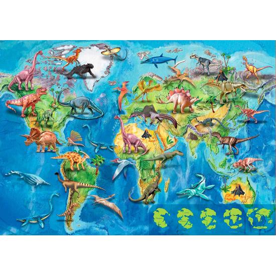 Puzzle Educa mapa do mundo dinossauros 150 peças Puzzle Educa mapa do mundo dinossauros 150 peças
