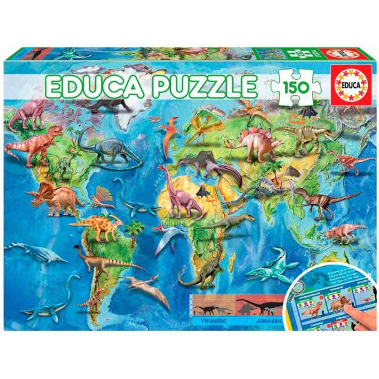 Puzzle Educa mapa do mundo dinossauros 150 peças Puzzle Educa mapa do mundo dinossauros 150 peças